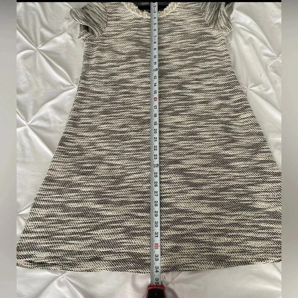 Melissa Paige Women’s“A-Line” Textured Cotton Mini Dress Pearl Trim Medium EUC - Picture 6 of 10